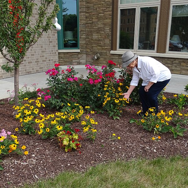 Sister Jeanne and flowers
